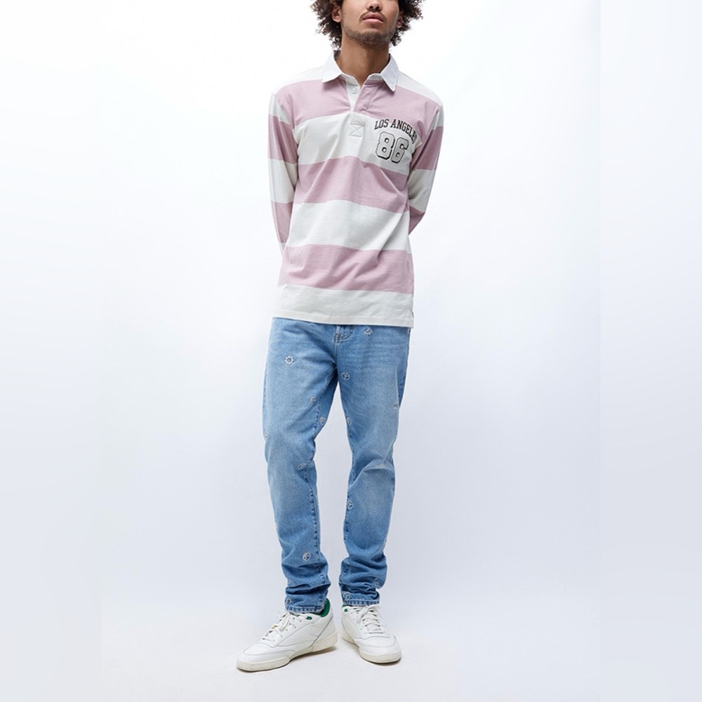 PacSun Kash Medium Indigo Embroidered Slim Taper Jeans - Picture 4 of 11